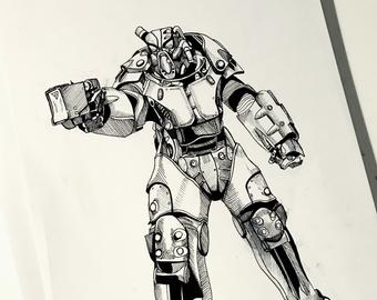 340x270 fallout armor etsy - Fallout Power Armor Drawing