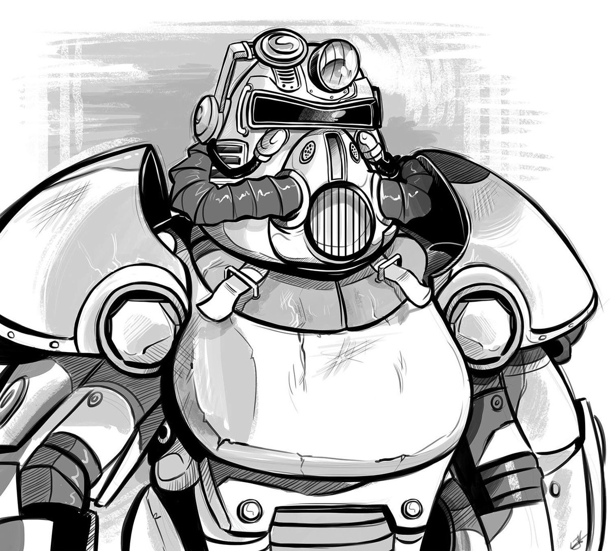 Fallout Power Armor Helmet Drawing