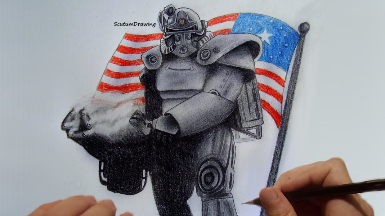 1280x720 power armor - Fallout Power Armor Drawing