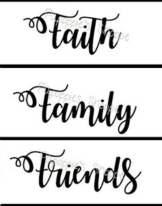 237x300 Stencil Lot Of Script Font Faith Family Friends You Choose Sizes - Family And Friends Drawing