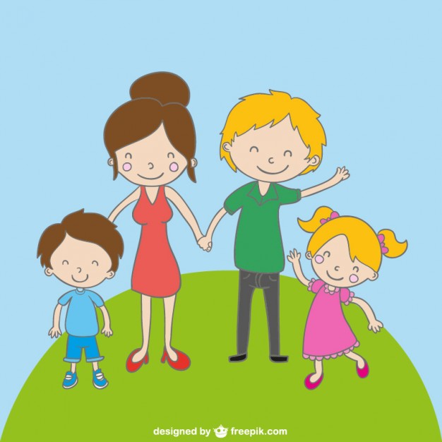 626x626 Family Cartoon Drawing Vector Free Download - Family Cartoon Drawing
