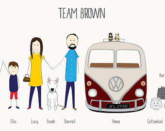 340x270 Cartoon Family Etsy - Family Cartoon Drawing