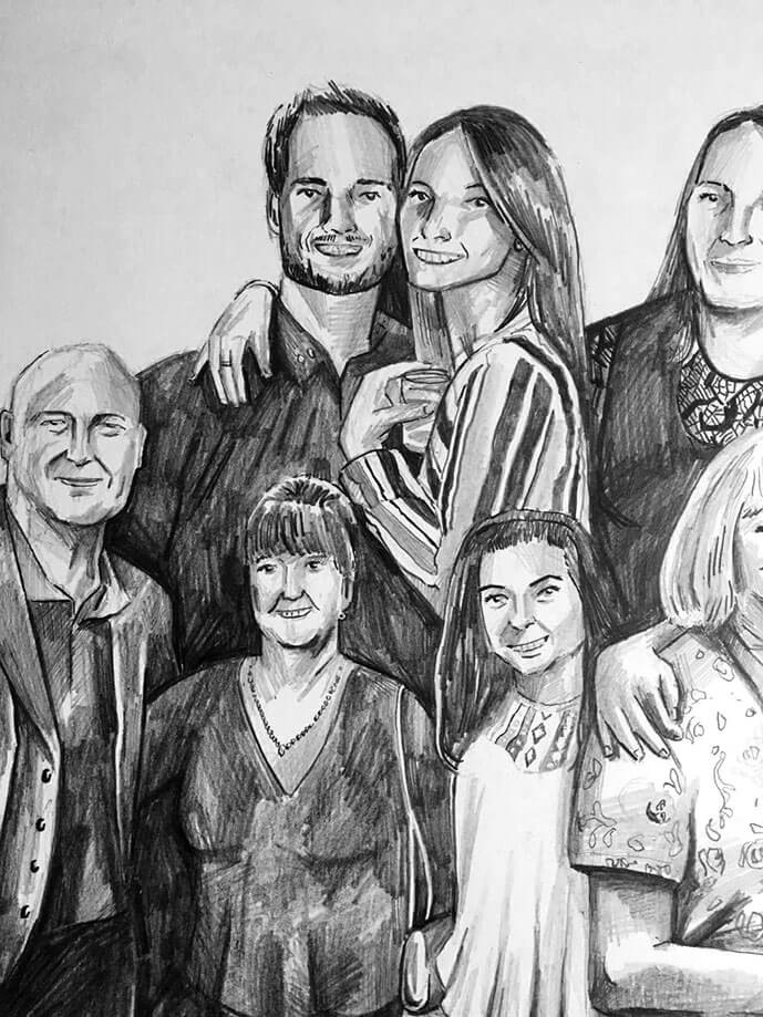 689x919 Haydn Symons Illustration - Family Drawing