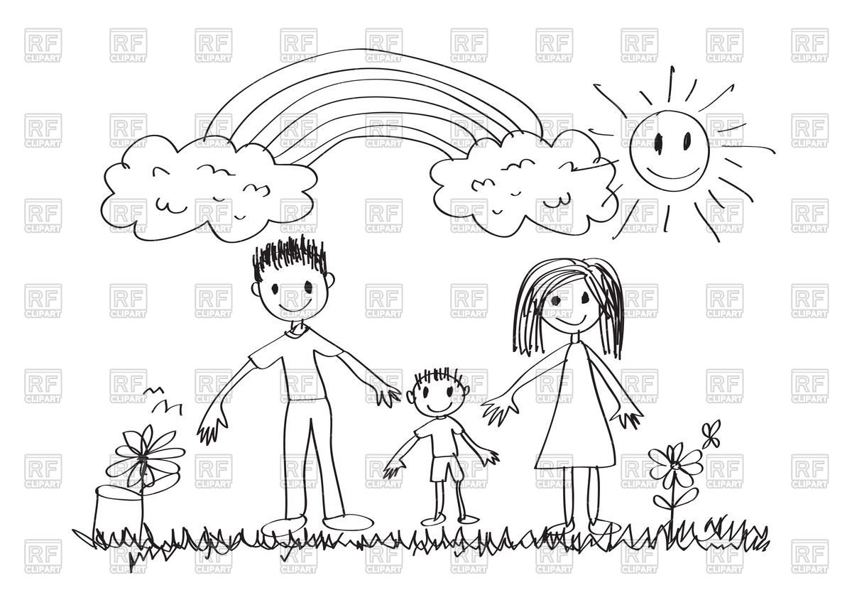 1200x848 kids drawing happy family picture vector image of people tumdee - Family Drawing