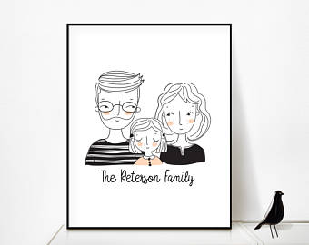 340x270 Family Portrait Etsy - Family Drawing Cartoon