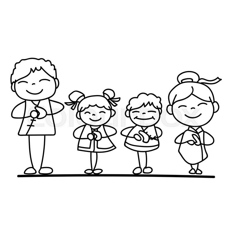 800x800 Set Of Hand Drawing Cartoon Character Stock Vector Colourbox - Family Drawing Cartoon