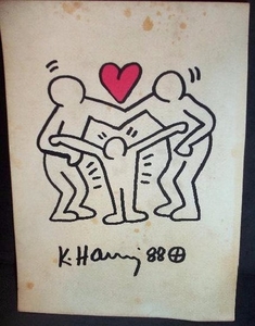 235x300 keith haring family with heart drawing signed lot art - Family Of 4 Drawing