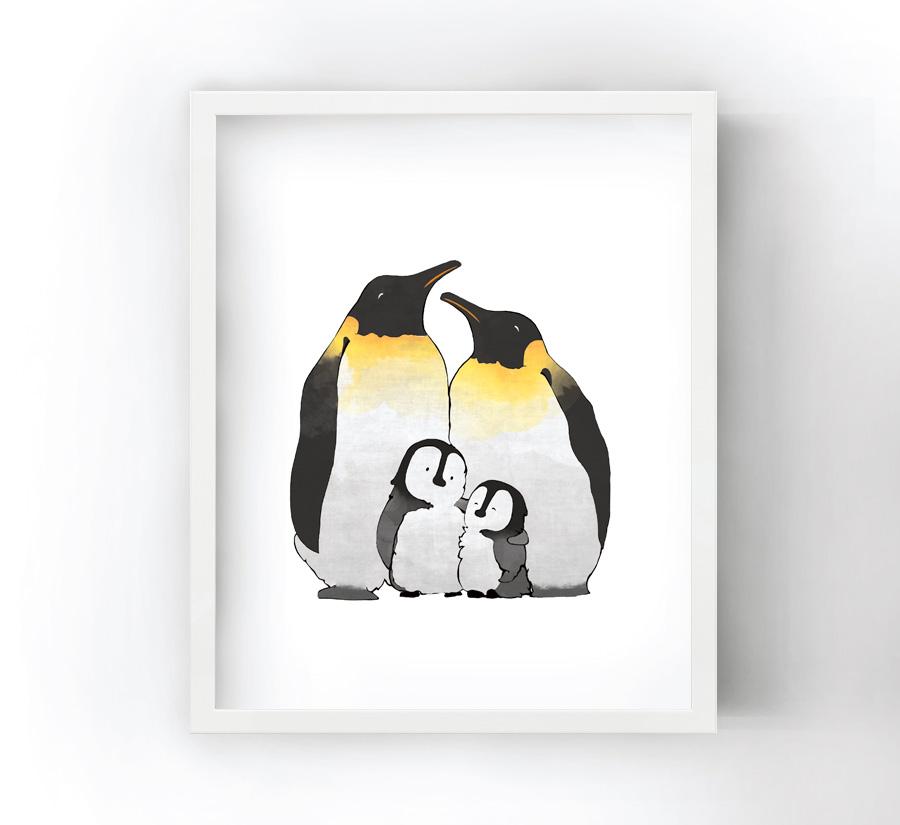 900x825 Penguin Family Drawing - Family Of 4 Drawing
