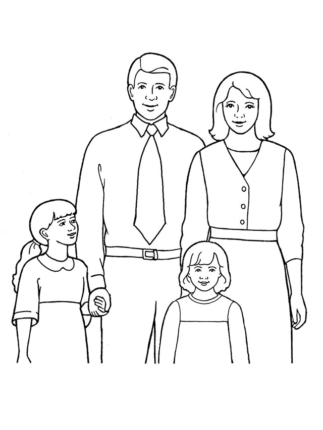640x853 Family Of Four - Family Photo Drawing