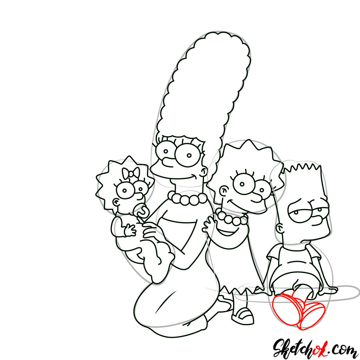 1200x1200 how to draw the simpsons family together - Family Photo Drawing