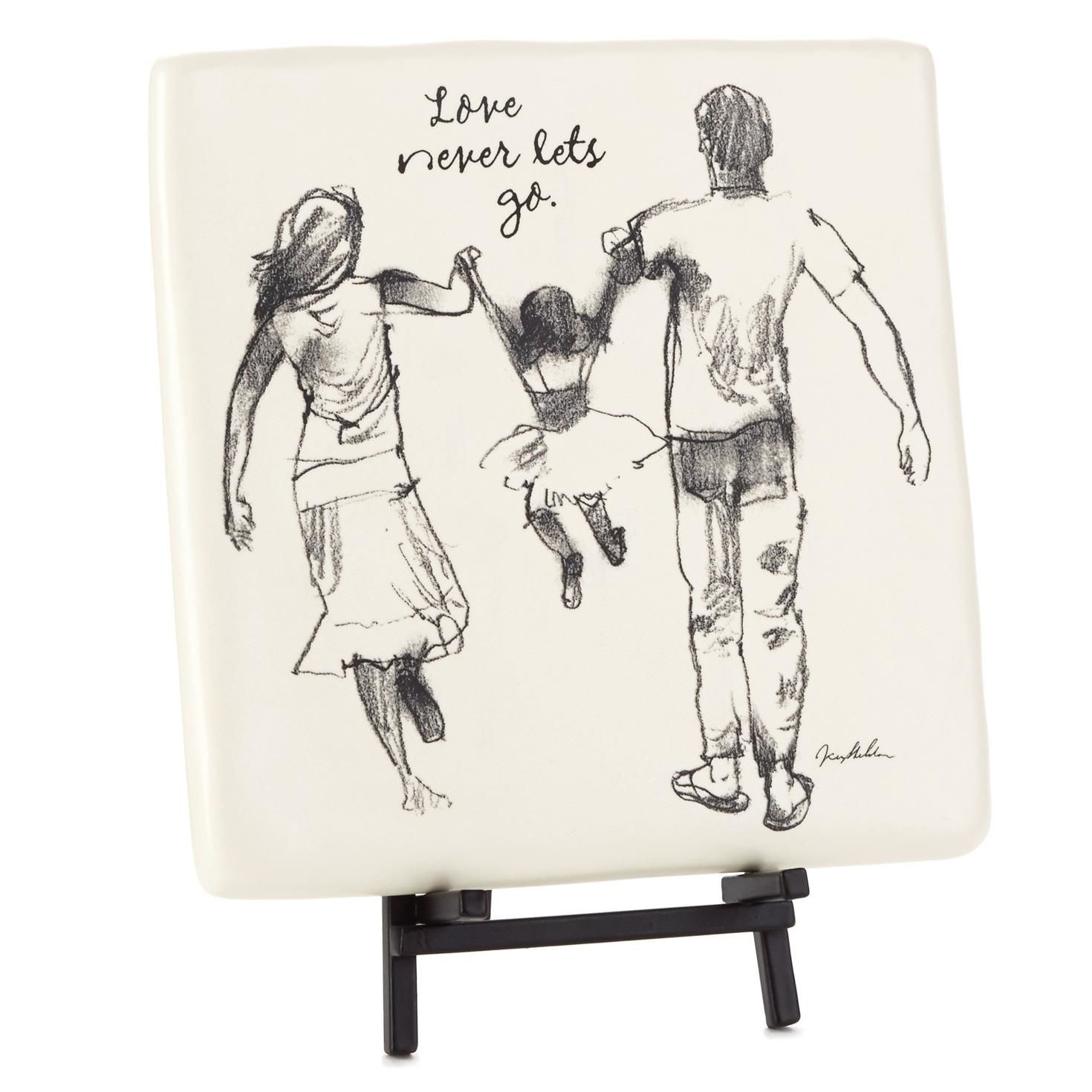 1470x1470 love never lets go family decorative tile - Family Photo Drawing