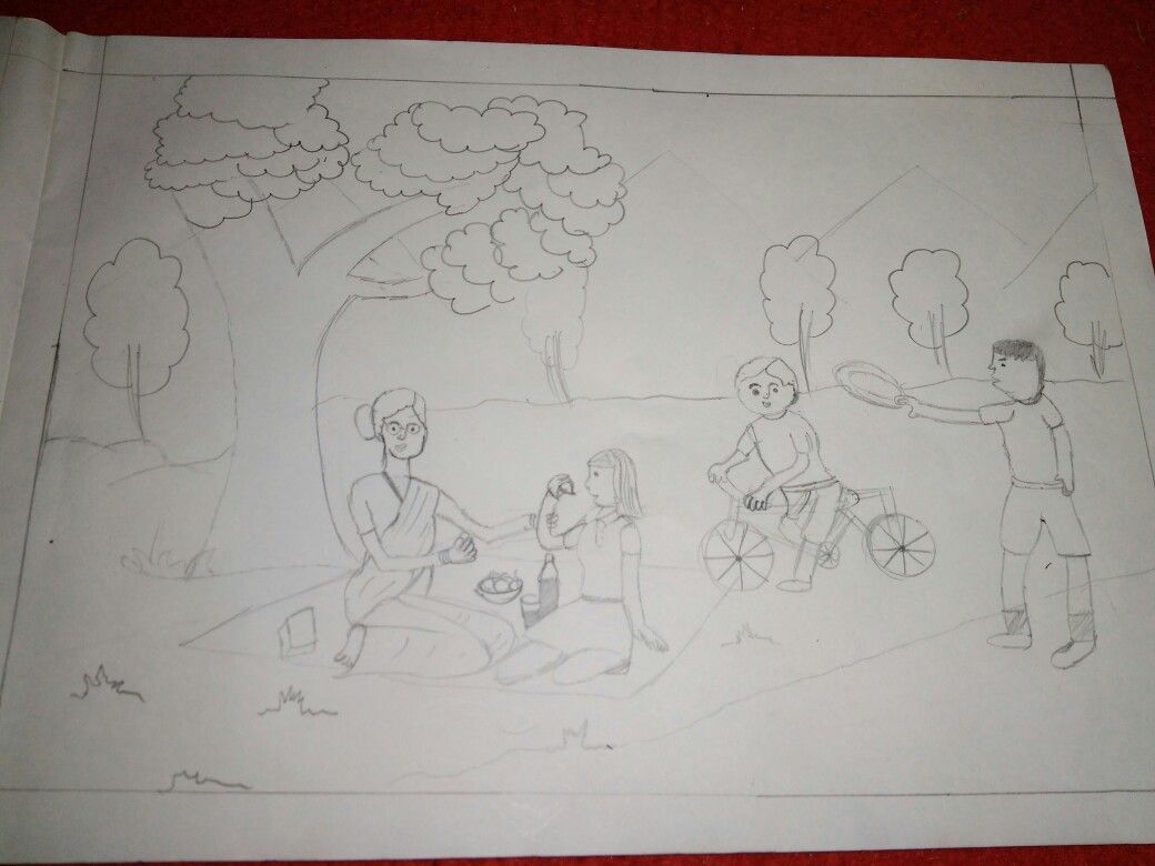 1040x780 Unsurpassed Memory Drawing Of Family Child's play Best Friend Sketches - Coat Picnic Drawing