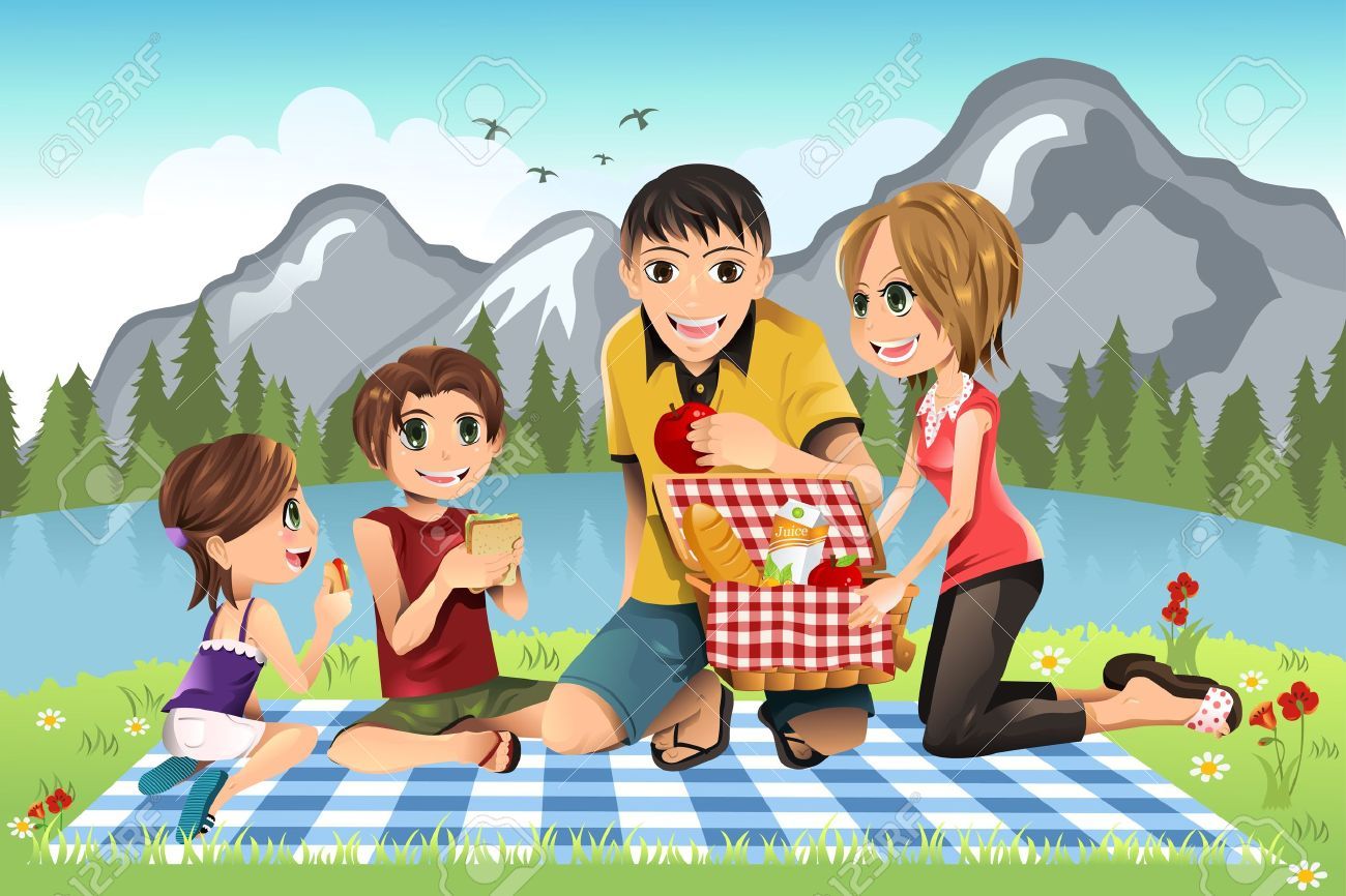 1300x866 Une Paradigm D'une Famille Ayant Un Irritation Nique Dans Un Parc - Family Picnic Drawing