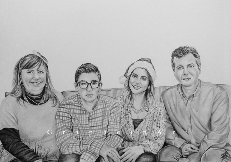 794x557 Custom Family Portrait Drawing From Your Photo Etsy - Family Portrait Drawing