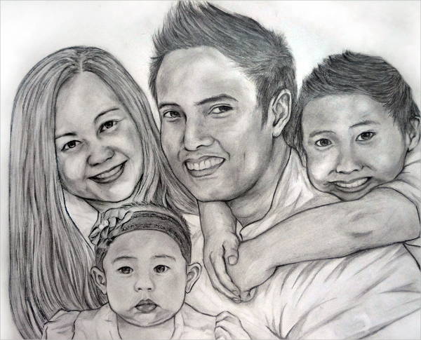 600x485 Portrait Drawings - Family Portrait Drawing