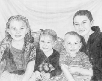 340x270 Family Portrait Drawing Etsy - Family Portrait Drawing