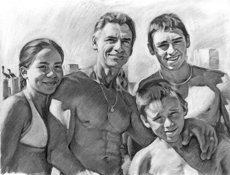 800x609 Family Portrait Drawing In Charcoal Art Expo - Family Portrait Drawing
