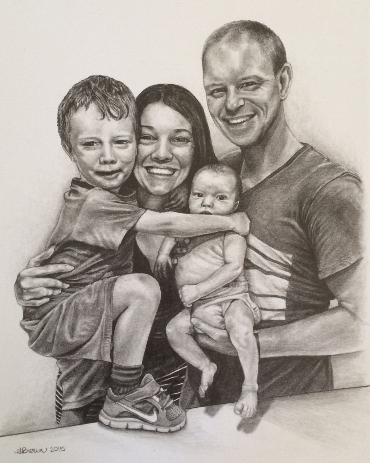 1200x1500 Custom Family Portrait Pencil Drawing From Your Photo - Family Portrait Drawing