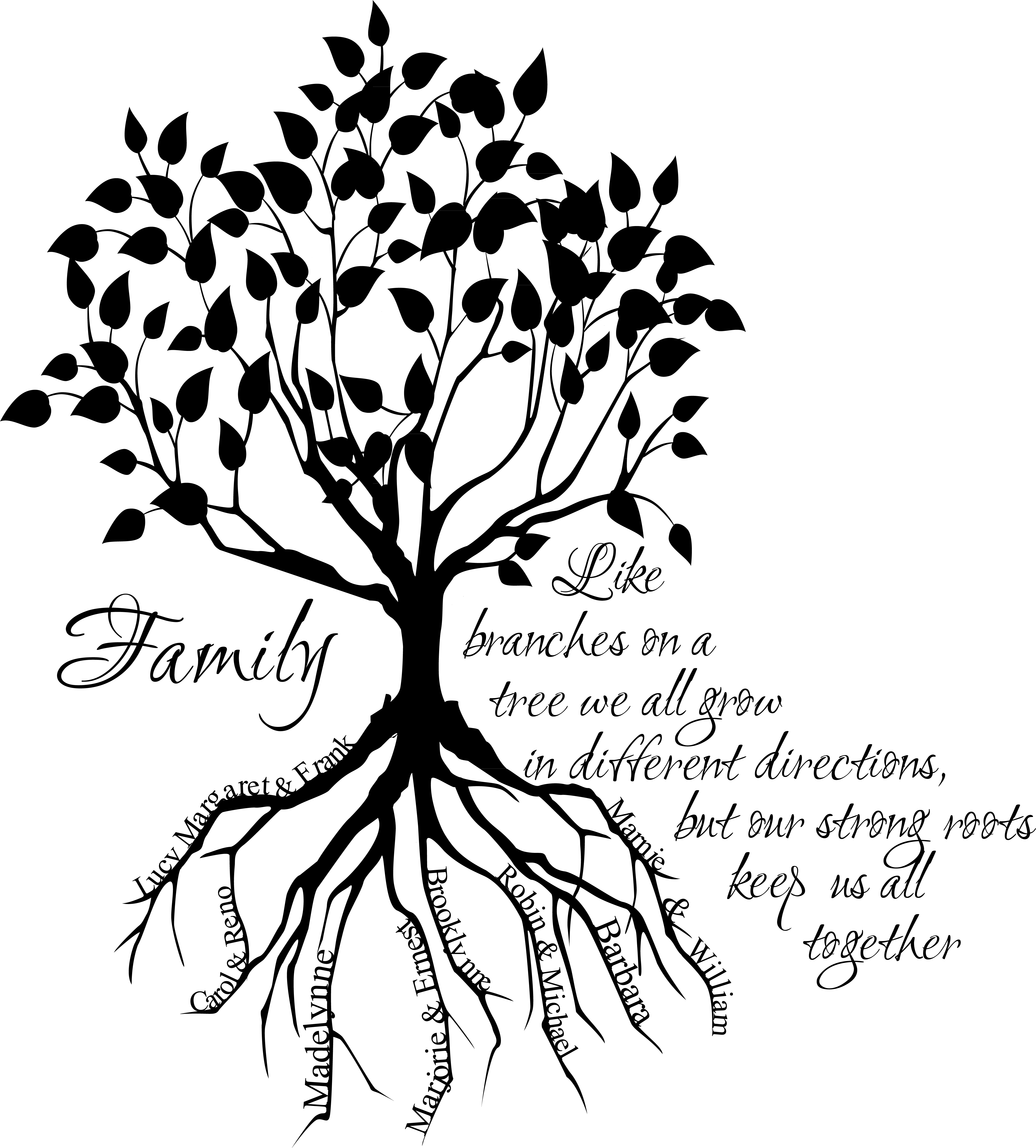 4681x5185 Family Reunion Tree Graphic Free Stock Black And White - Family Reunion Drawing