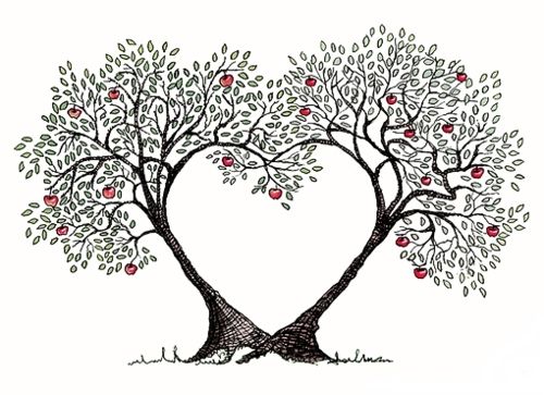 500x363 Y Flower Clip Art Tree Art, Art, Heart Tree - Family Tree Drawing