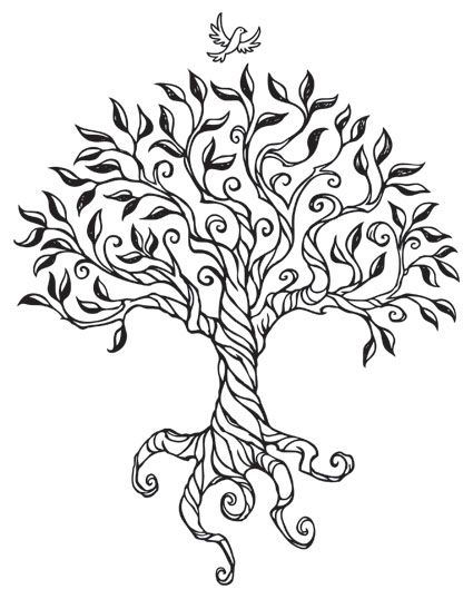 425x538 Tree Of Life Shape Shirley's Tree Line Drawings, Patterns - Family Tree Line Drawing