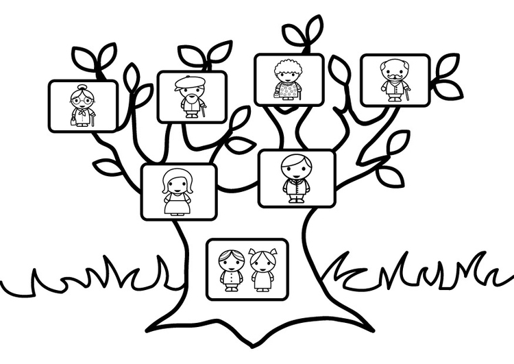 750x531 Coloring - Family Tree Line Drawing
