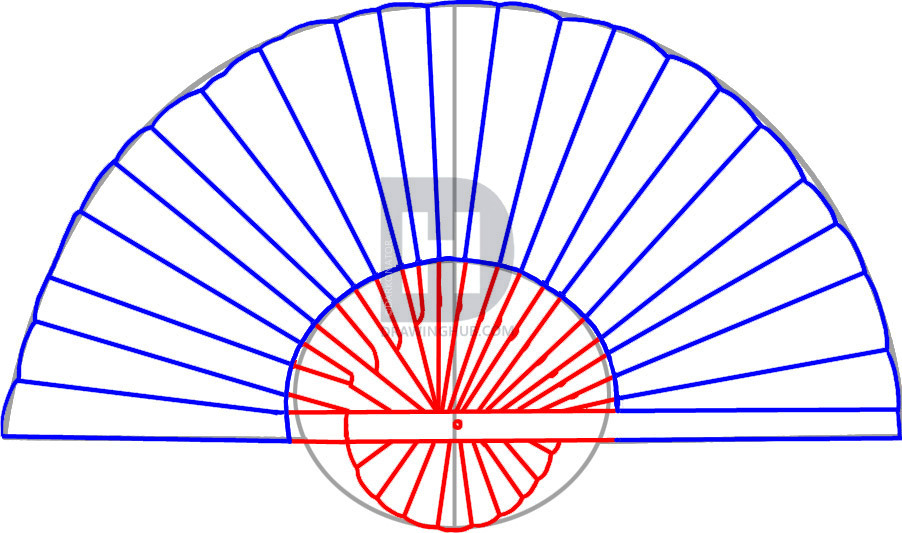 Нарисовать веер поэтапно