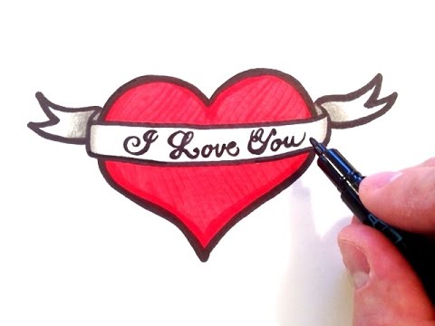 480x360 How To Draw A Heart With A Ribbon - Fancy Heart Drawing