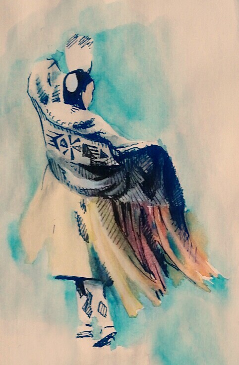482x736 Kaybayosay - Fancy Shawl Dancer Drawing
