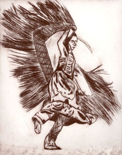 471x600 Printmaking Art, Shawl, Printmaking - Fancy Shawl Dancer Drawing