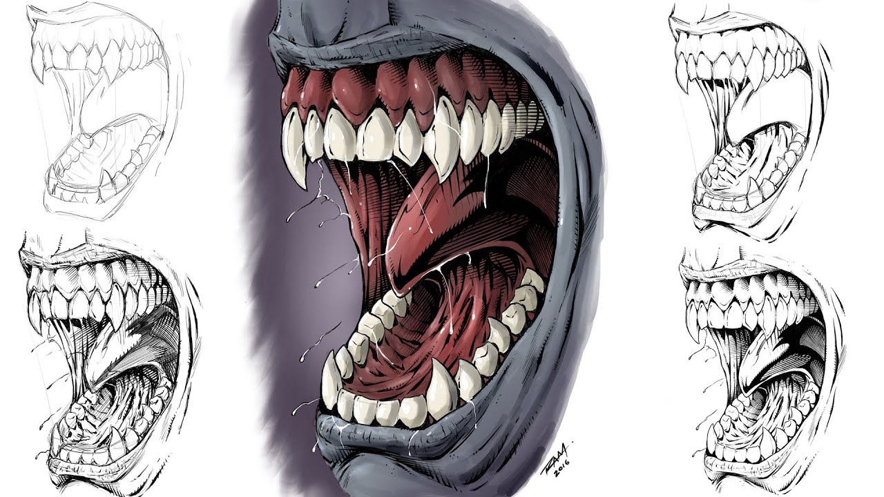 1280x720 Monster Teeth - Fangs Drawing