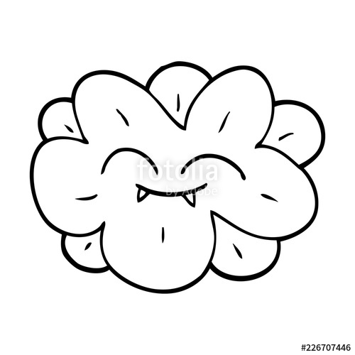 500x500 Line Drawing Cartoon Flower With Fangs Stock Image And Royalty - Fangs Drawing