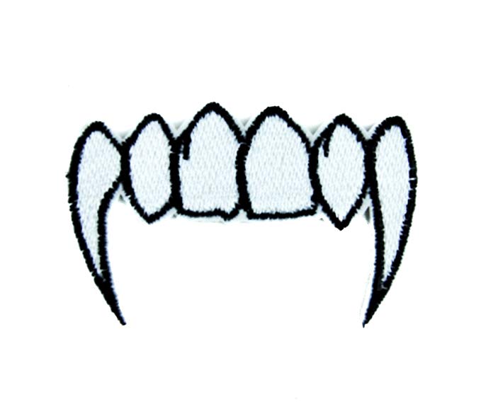 679x568 White Vampire Fangs Patch Iron On Applique Gothic - Fangs Drawing