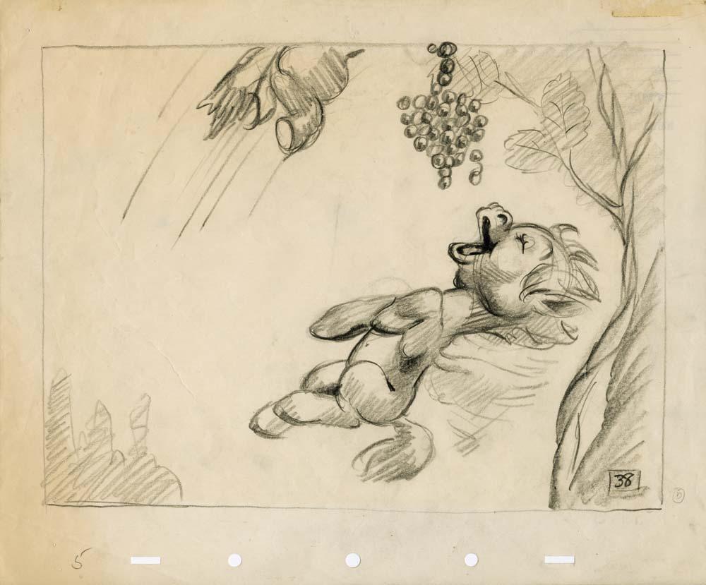 1000x829 Fantasia Production Drawing Of Pegasus With Grapes - Fantasia Drawings