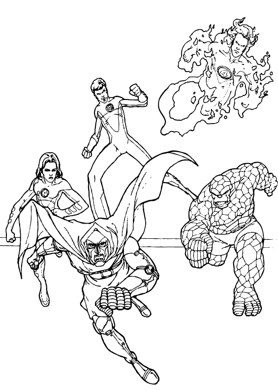 565x792 fantastic four coloring pages, videos for kids, reading - Fantastic Four Drawing