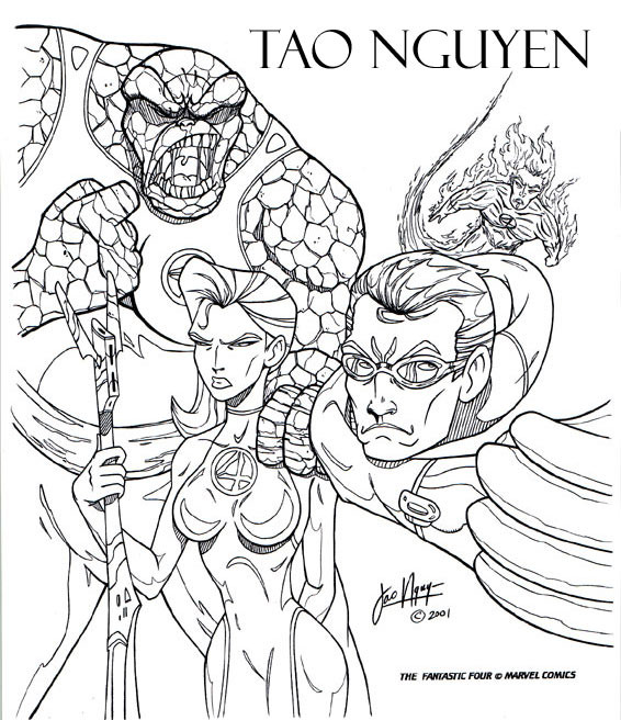 566x656 Artstation - Fantastic Four Drawing