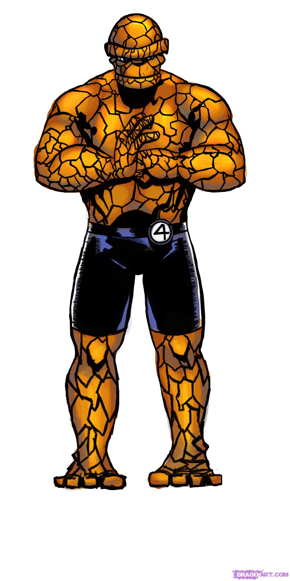1000x2000 How To Draw Thing, Step - Fantastic Four Drawing