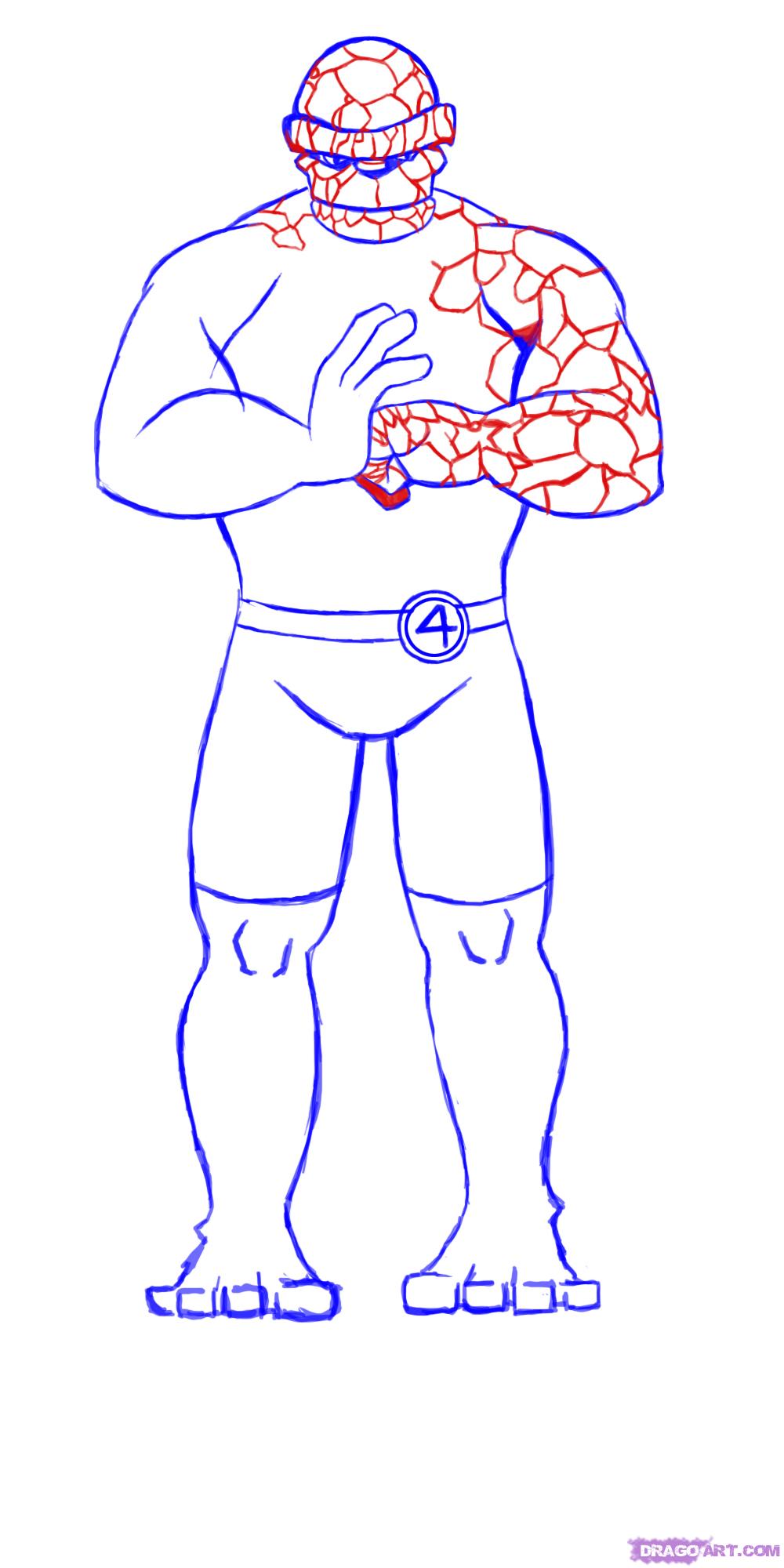 1000x2000 step how to draw the thing from fantastic four - Fantastic Four Drawing