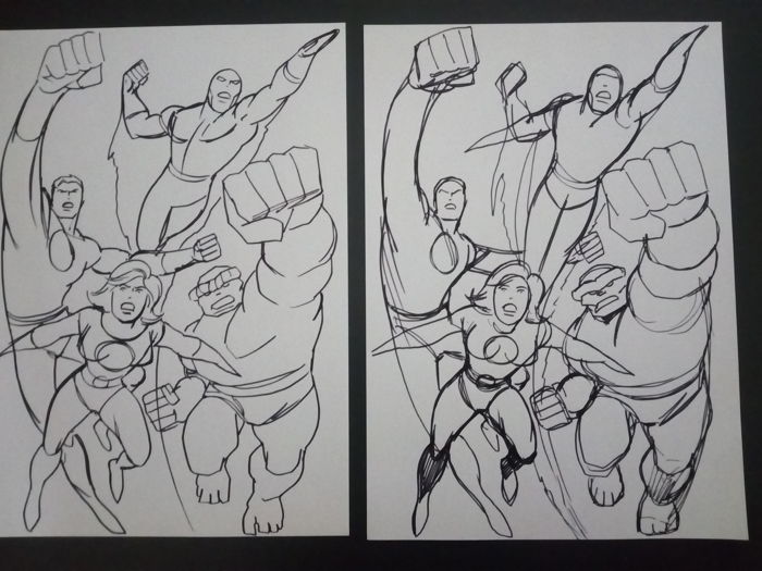 700x525 original preparatory drawings - Fantastic Four Drawing