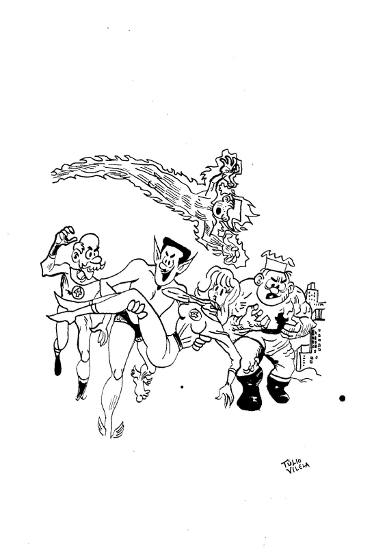 566x800 Beetle Baileyfantastic Four Mashup Ink Drawing, In Tulio - Fantastic Four Drawing