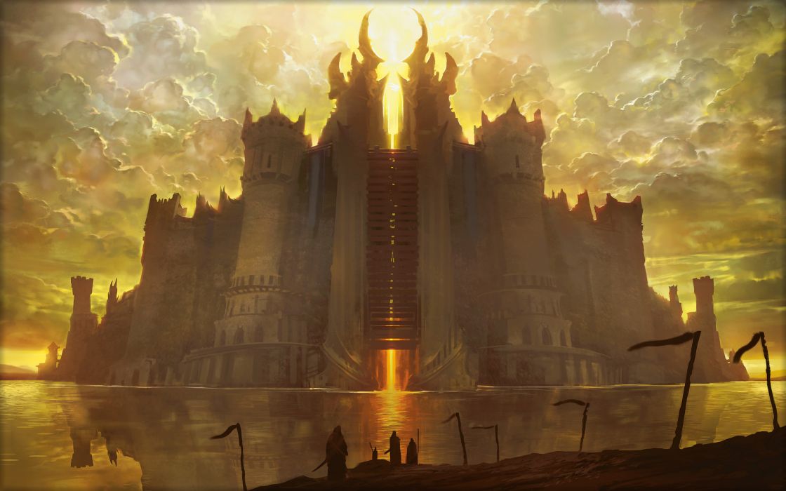 1120x700 magic the gathering drawing castle fantasy wallpaper - Fantasy Castle Drawing