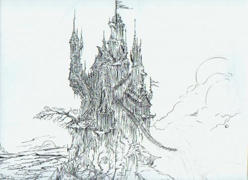 500x363 Castle - Fantasy Castle Drawing