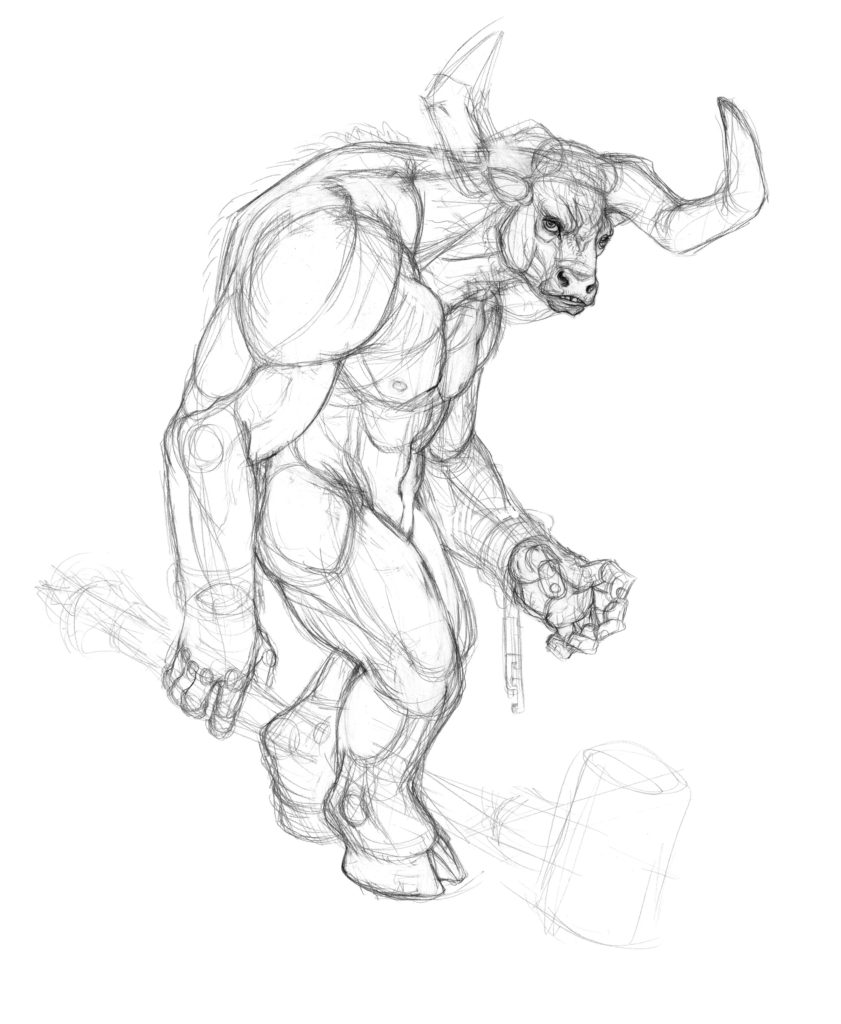 841x1024 creating fantasy creatures how to draw a minotaur - Fantasy Creatures Drawings