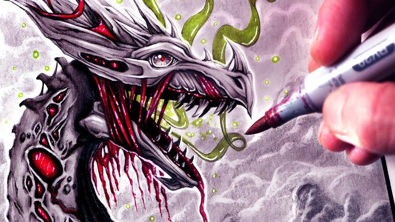 1280x720 Let's Draw A Zombie Dragon - Fantasy Dragon Drawings