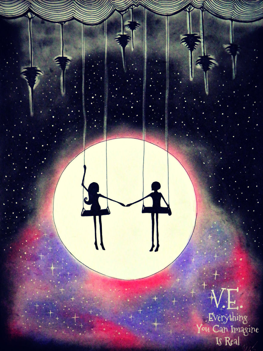 880x1173 Dream Like Fantasy Drawings Done With Pen And Pastel Bored Panda - Fantasy Drawings