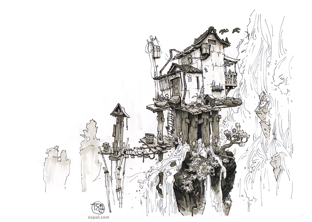 1280x911 Fantasy Housing Thomas Schmall - Fantasy Drawings