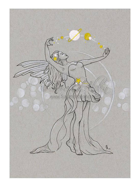 570x760 Inktober Drawing Fairy Art, Modern Fantasy Print, Magical Fairy - Fantasy Fairy Drawings