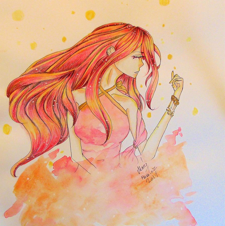 896x900 Dreamy Fantasy Girl Mixed Media - Fantasy Girl Drawing