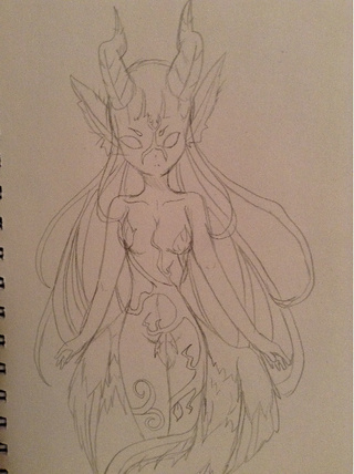 320x428 Got A Suggestion To Draw A Fantasy Girl With Horns Wings - Fantasy Girl Drawing