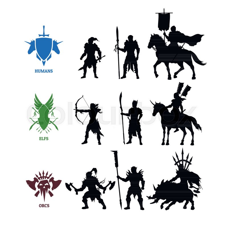 800x800 Black Silhouettes Games Characters Stock Vector Colourbox - Fantasy Knight Drawing